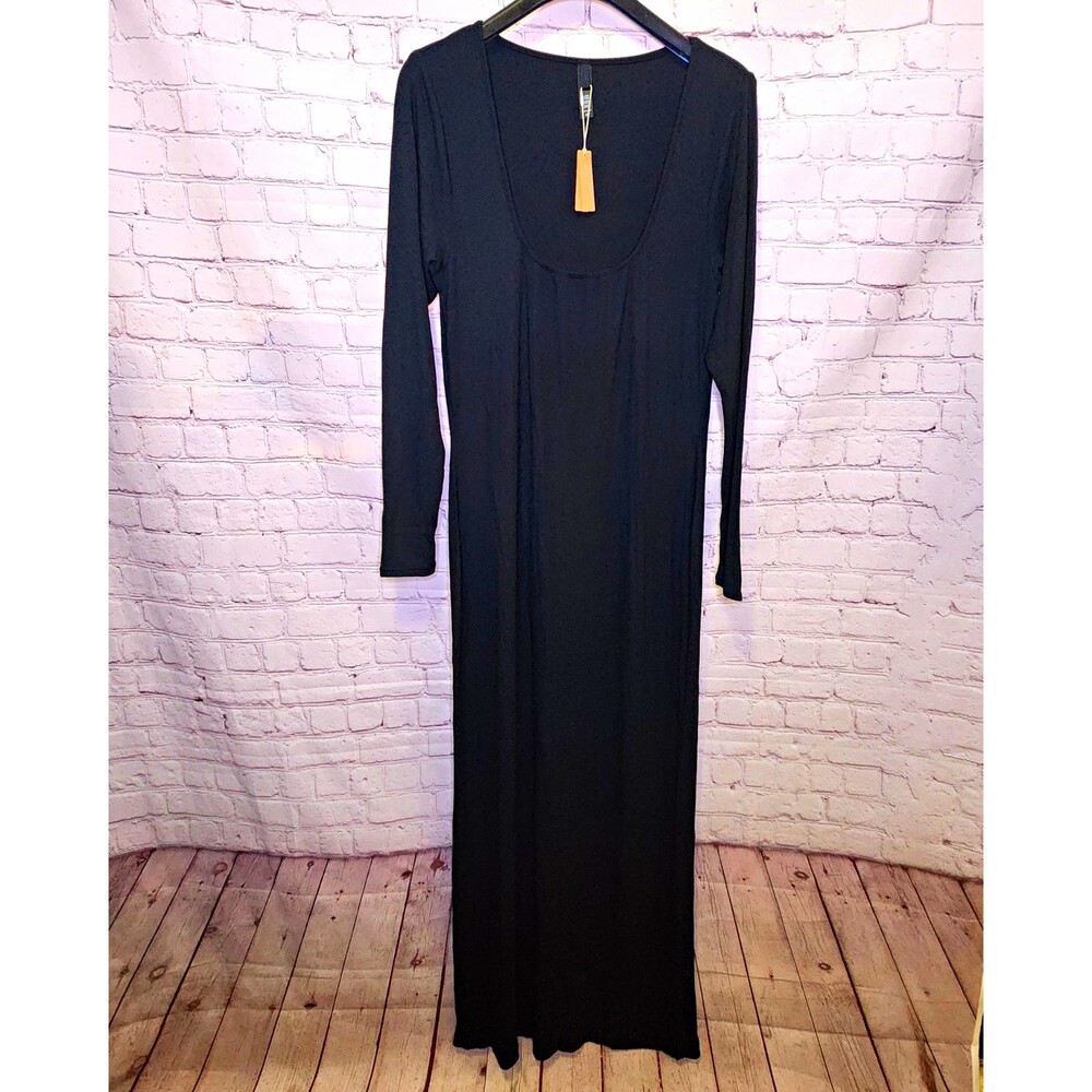 Skims Soft Lounge Long Sleeve Ribbed Knit Maxi Dress Womens Plus 3X Scoop Neck